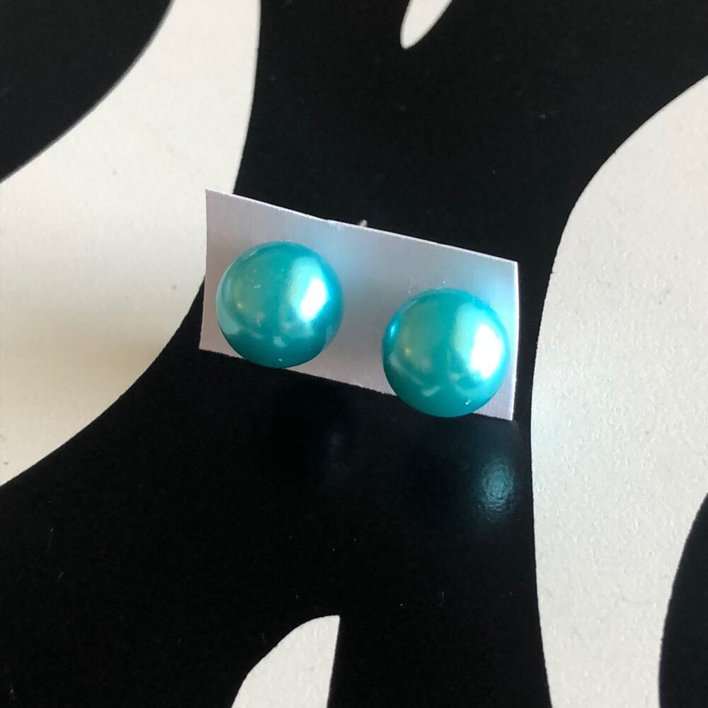 4 for $20 Blue Faux Pearl Stud Earrings